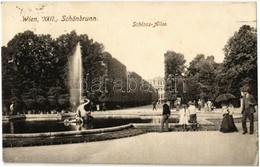 T2/T3 1908 Wien, Vienna, Bécs XIII. Schönbrunn, Schloss-Allee / Castle Alley, Fountain. Wolf, Verein. Kunstanstalten (EK - Ohne Zuordnung