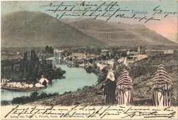 * T2/T3 1905 Trebinje, Bilekerstrasse / Road, General View, Boat Loaded With Sacks Montage. Verlag Von Todor T. Perovic  - Unclassified