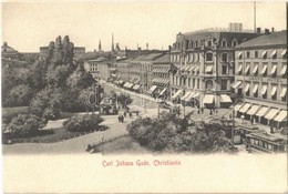 ** T1/T2 Oslo, Christiania, Kristiania; Carl Johans Gade / Street, Trams, Grand Hotel - Non Classés