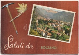 T2/T3 1970 Bolzano, Bozan (Südtirol); Greeting Postcard With Real Edelweiss Flower And Embossed Pickaxe (EK) - Ohne Zuordnung