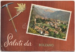 T2/T3 1970 Bolzano, Bozan (Südtirol); Greeting Postcard With Real Edelweiss Flower And Embossed Pickaxe (EK) - Unclassified