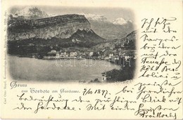 T1/T2 1897 Torbole, Nago-Torbole, Gruss Aus Gardasee / General View, Shore, Mountains - Unclassified