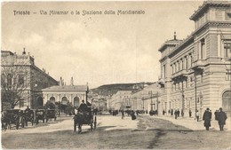 T2/T3 1906 Trieste, Trieszt; Via Miramar E La Stazione Della Meridionale / Street, Railway Station (EB) - Ohne Zuordnung