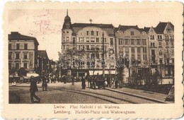 T1/T2 1916 Lviv, Lwów, Lemberg, Halicki-Platz Und Walowagasse / Street View, Bank Lwowski + K.u.K. Cancellation - Unclassified