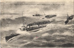 T2 Escadrille De Torpilleurs En Manoeuvre Dans La Manche Ralliant Le Port Par Gros Temps / Squadron Of Torpedo Boats Man - Ohne Zuordnung