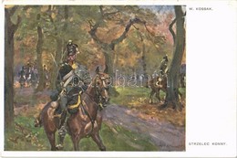 T2 Strzelec Konny. / WWI K.u.K. (Austro-Hungarian) Military Art Postcard. J.C. Wieliczka 175. S: W. Kossak + "K.u.K. Inf - Sin Clasificación