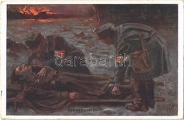 T3 1915 Sanitätspatrouille / WWI Austro-Hungarian K.u.K. Military, Medics With Injured Soldier. B.K.W.I. 259-125. Artist - Sin Clasificación