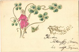 T2 1902 Boldog új évet! / New Year Greeting, Clovers. Emb. - Unclassified