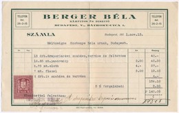 1931. "Berger Béla Kárpitos és Diszitő" Kitöltött Számla + 1934. "Hüttl Tivadar Porcellángyáros és Nagykereskedő" Kitölt - Sin Clasificación