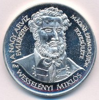 Fritz Mihály (1947-) 1988. "MÉE - A Nagy árvíz Emlékére - Wesselényi Miklós / Pesti árvíz 1838" Jelzett Ag Emlékérem (36 - Ohne Zuordnung