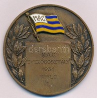 1935. "M.A.C. (Magyar Athletikai Club)" Egyoldalas Br Díjérem, Zománcbetéttel, Előlapon Gravírozva "M.A.C. Evezősosztály - Sin Clasificación