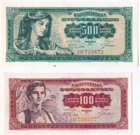 Jugoszlávia 1963. 100D + 500D T:I,II Yugoslavia 1963. 100 Dinara + 500 Dinara C:UNC,XF - Sin Clasificación