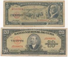 Kuba 1958. 5P + 20P T:III Cuba 1958. 5 Pesos + 20 Pesos C:F - Ohne Zuordnung