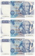 Olaszország 1984. 10.000L (3x) Sorszámkövető T:I Italy 1984. 10.000 Lire (3x) Sequential Serials C:UNC - Unclassified