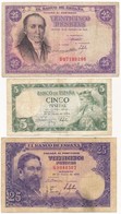 Spanyolország 1946. 25P + 1954. 5P + 25P T:III Spain 1946. 25 Pesetas + 1954. 5 Pesetas + 25 Pesetas C:F - Unclassified