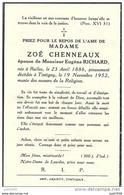 TINTIGNY ..-- Mme Zoé CHENNEAUX , épouse De Mr Eugène RICHARD , Née En 1886 à RULLES , Décédée En 1952 . - Tintigny