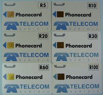 NAMIBIA - Chip - Trials - Telecom - Telkor Demonstration Cards - S1 Controls - Set Of 6 - RRR - Namibie