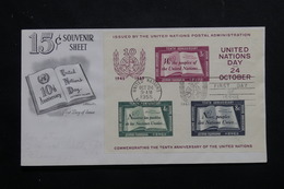NATIONS UNIES - Enveloppe FDC En 1955 - Bloc 10ème Anniversaire - L 54294 - FDC