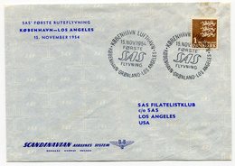 RC 15702 DANEMARK 1954 KOBENHAVEN - LOS ANGELES USA SAS FFC 1er VOL TB - Posta Aerea