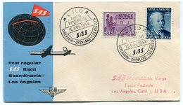 RC 15703 NORVEGE 1954 KOBENHAVEN - LOS ANGELES USA SAS FFC 1er VOL TB - Cartas & Documentos
