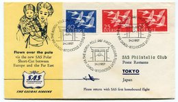 Delcampe - RC 15705 SUEDE 1957 STOCKHOLM - TOKYO JAPAN JAPON VIA THE NORTH POLE SAS FFC 1er VOL TB - Covers & Documents