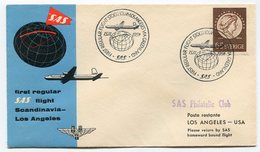 RC 15712 SUEDE 1954 STOCKHOLM - LOS ANGELES VIA GREENLAND SAS FFC 1er VOL TB - Storia Postale