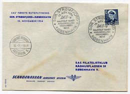 RC 15714 GROENLAND 1954 STOMFJORD - KOBENHAVN -  GREENLAND SAS FFC 1er VOL TB - Storia Postale