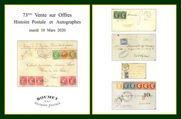 Catalogue 73éme Vente Sur Offres Roumet 2020 Histoire Postale Et Autographes - Cataloghi Di Case D'aste