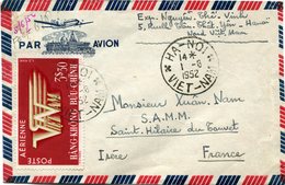 VIET-NAM LETTRE PAR AVION DEPART HANOI 1-6-1952 VIET-NAM POUR LA FRANCE - Viêt-Nam