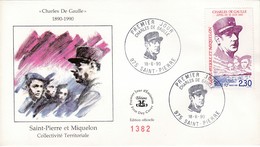 FDC PREMIER JOUR  Saint-Pierre Et Miquelon 1990 De Gaulle Appel Du 18 Juin 1940 521 - FDC