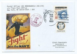 3274 - Enveloppe US NAVY USS MONONGAHELA A0-178 1988 Rare Ameripex 1986 New York - Sobres De Eventos