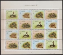 Macau Portugal China Chine 1989 - Serpentes Da Região - Stamp Exhibition "Philexfrance '89 - Snakes - Sheetlet Mint MNH - Blocks & Kleinbögen