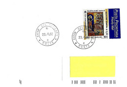 VATICANO - 2002 Lettera Con Francobollo Singolo E Annullo Ordinario 10-C  - 1827 - Cartas & Documentos