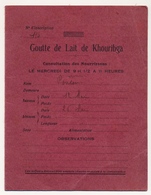 MAROC - GOUTTE DE LAIT De KHOURIGBA - Livret De Consultations Pour Nourrissons -1937 - Ohne Zuordnung