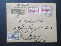 Saargebiet 1930 Landschaftsbilder MiF Einschreiben Grüner Dünner R-Zettel Herrensohr (Kreis Saarbrücken) Nach Stuttgart - Covers & Documents