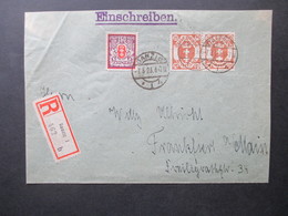 Danzig 1923 Kleines U. Großes Staatswappen Einschreiben R-Zettel Danzig 1 462 B Nach Frankfurt A.M. Mit Ank. Stempel - Cartas & Documentos