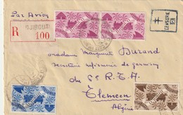 Cote Des Somalis , Lettre Recommandée  De Djibouti Pour L'algérie Censurée FFL Cachet Carré Du 14 Octobre 44 - Storia Postale