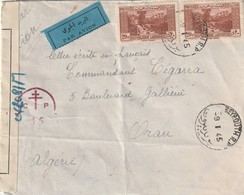 Liban Lettre Recommandée Censuré , Croix De Lorraine , Pour L'algérie 9 1 1945 - Covers & Documents