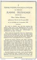 WERVIK ..-- Mw Jeanne DECRAEMER , Weduwe Van Heer Julien MORISSE , WERVIK 1903 - 1958 . - Wervik