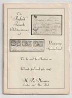 The "Penfold" FRANCE Oblierations And Specialised NORWAY, 1947 Harmers Auction Catalogue, Rare - Auktionskataloge