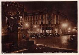 1082"TORINO - PIAZZA SOLFERINO NOTTURNO" 1938 ANIMATA AUTO ANNI 40 - Lugares Y Plazas