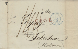 1840- Lettre De PARIS  Pour Schiedam ( Pays-Bas ) En Port Du -C.F.3. + Taxe 140 Cents -au Dos, "Frankryk /over Breda " - Marques D'entrées