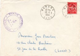 Garons 1964 Gard - Lettre Avec FM De BAN Nimes-Garons - Aéronautique Navale - Scheepspost
