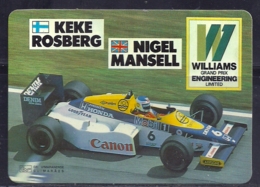 1986 Pocket Poche Calendar Calandrier Calendario Portugal Formula 1 Williams Keke Roserberg Nigel Mansell - Tamaño Grande : 1981-90