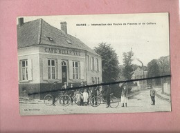 CPA -  Guines - Intersection Des Routes De Flennes Et De Caffiers ( Café Belle Vue -  Vélo, Cyclistes ) - Guines