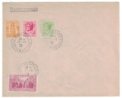 1928 - TIMBRES N° 75 77 80 + 96 Sur ENVELOPPE RECOMMANDÉ Avec CAD MONTE CARLO PRINCIPAUTÉ DE MONACO - Lettres & Documents