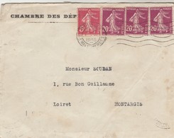 Yvert 278B + 190 X 3 Semeuse Lettre Entête Chambre Des Députés PARIS 3/6/1938 à Montargis Loiret Cachet Flamme - Storia Postale