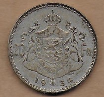 20 Francs Argent Albert I 1934 FL  Pos B - 20 Francs & 4 Belgas