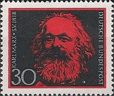 WEST GERMANY (BRD) - 150th BIRTH ANNIVERSARY OF KARL MARX (1818-1883), PHILOSOPHER/ECONOMIST 1968 - MNH - Karl Marx