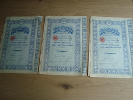 LOT DE 3 ACTIONS DE 125 FRANCS MANUFACTURE DE BUHL 1932 - Other & Unclassified